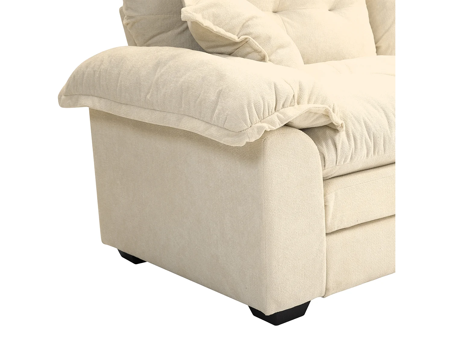 Canapé 2 places avec coussins double couche - Tissu chenille beige