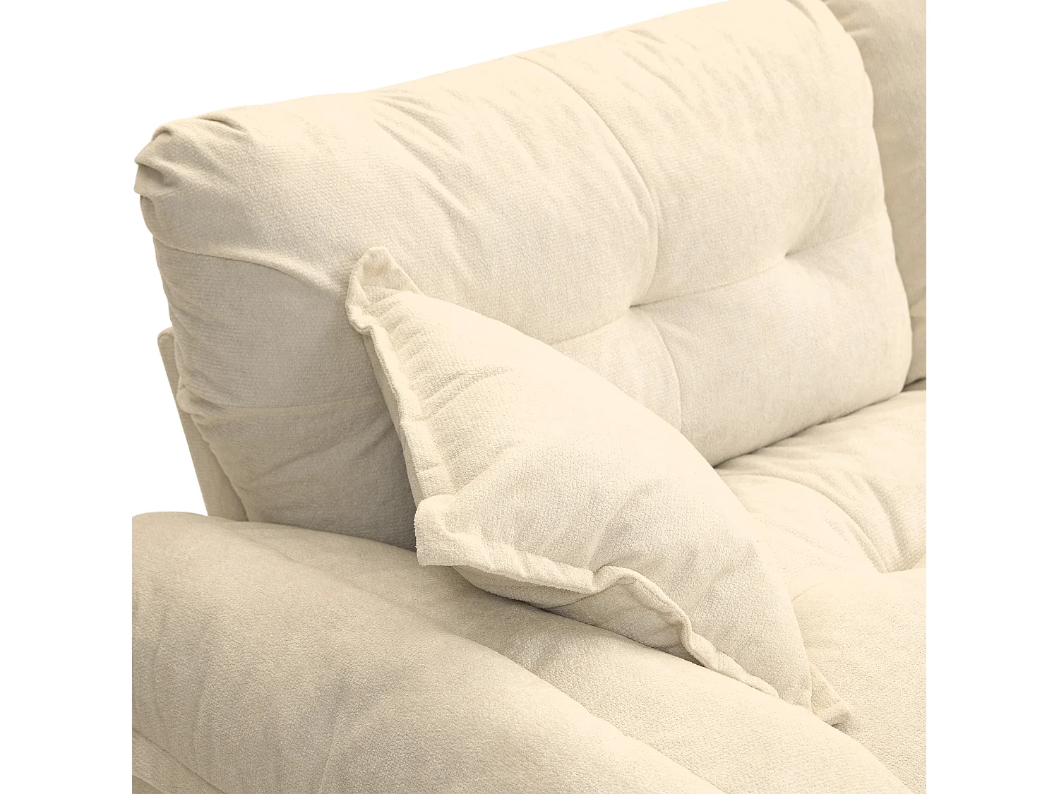 Canapé 2 places avec coussins double couche - Tissu chenille beige
