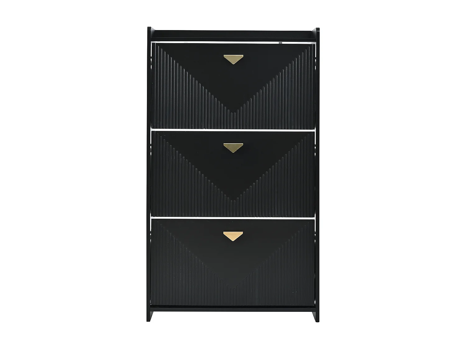 Meuble à chaussures noir avec 3 portes abattantes et 6 compartiments