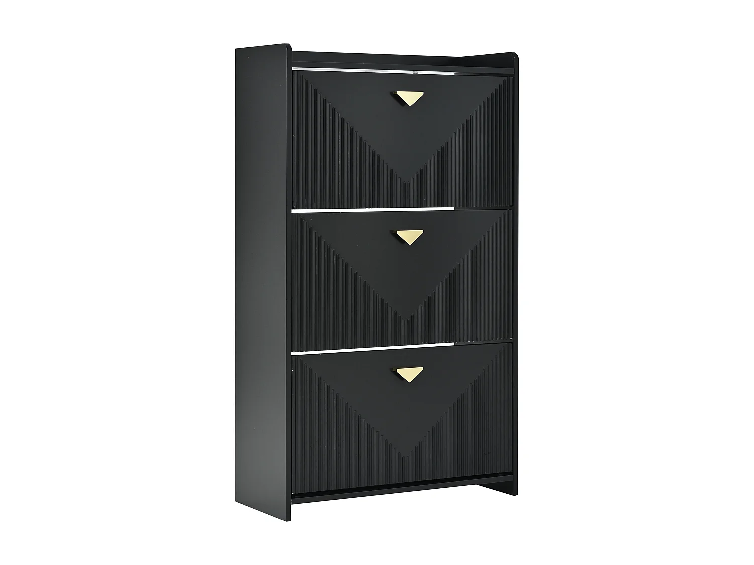 Meuble à chaussures noir avec 3 portes abattantes et 6 compartiments