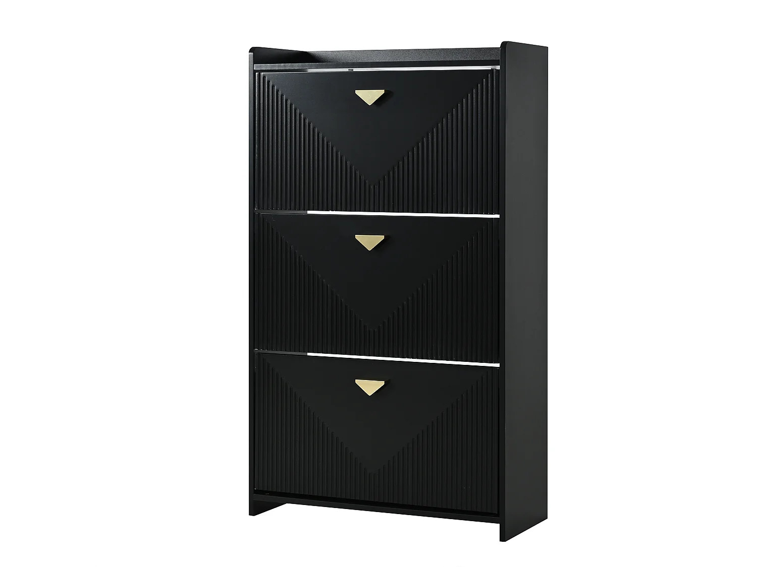 Meuble à chaussures noir avec 3 portes abattantes et 6 compartiments