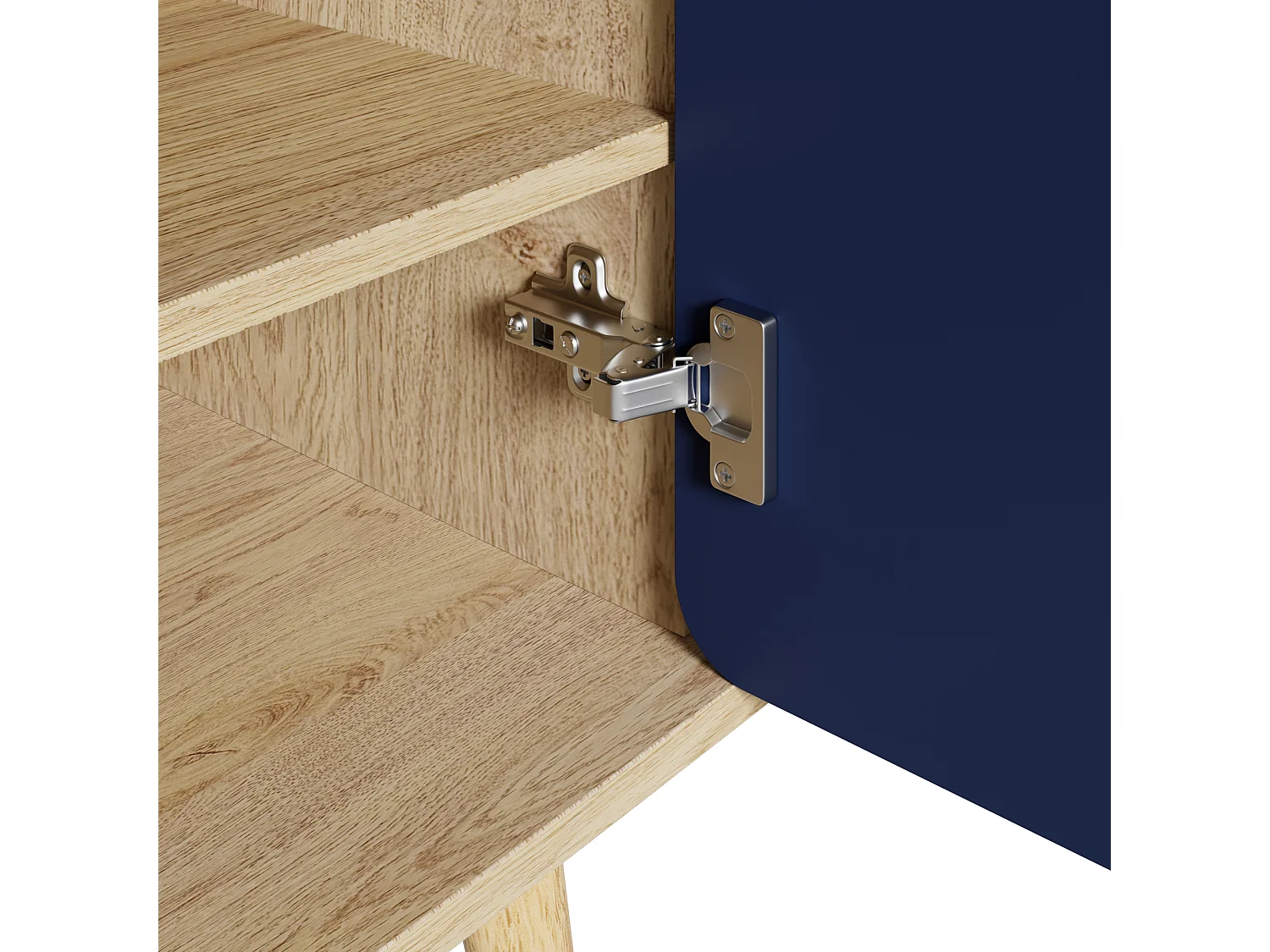 Meuble à chaussures avec 2 portes rondes et géométrique - Bleu et naturel clair