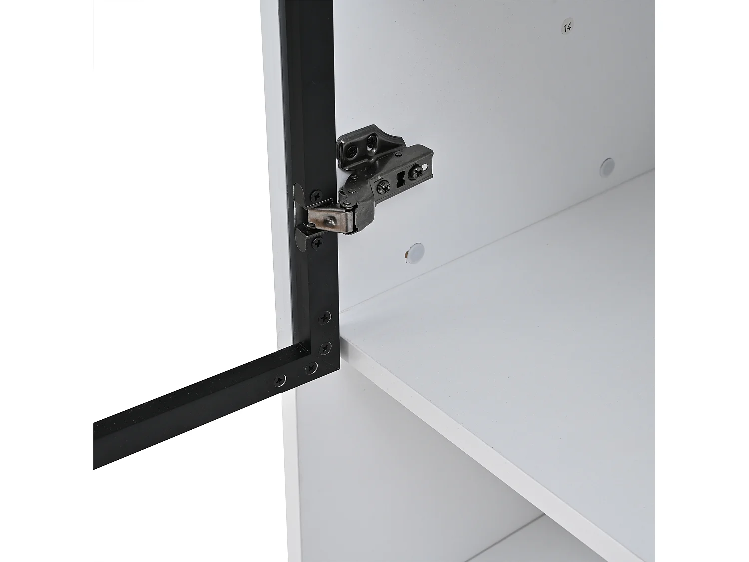 Vitrine haute 80x34x180 cm blanc avec tiroir, portes en verre et LED