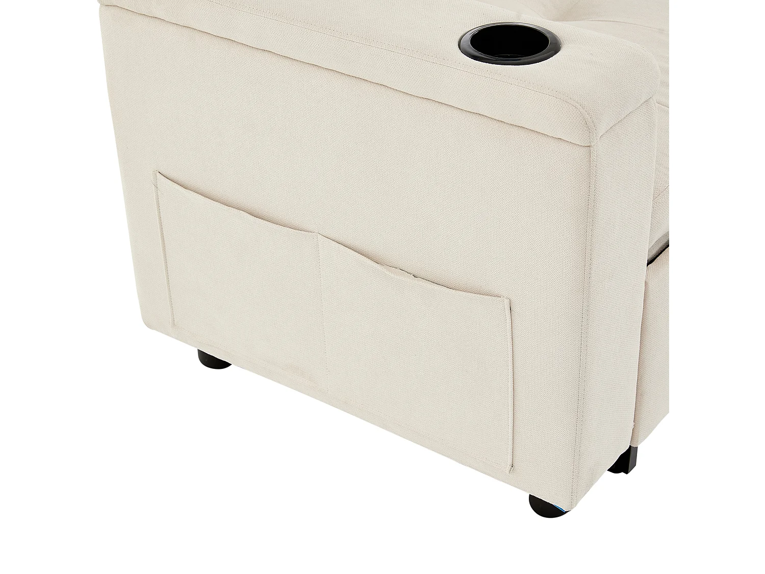 Canapé d'angle convertible 3 places avec LED, rangement, ports USB - Tissu beige