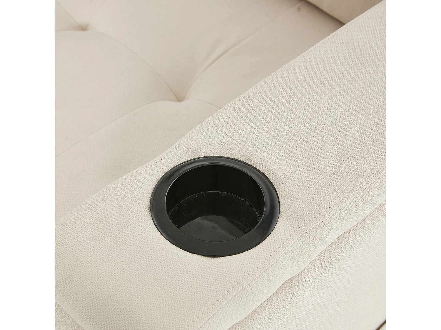 Canapé d'angle convertible 3 places avec LED, rangement, ports USB - Tissu beige