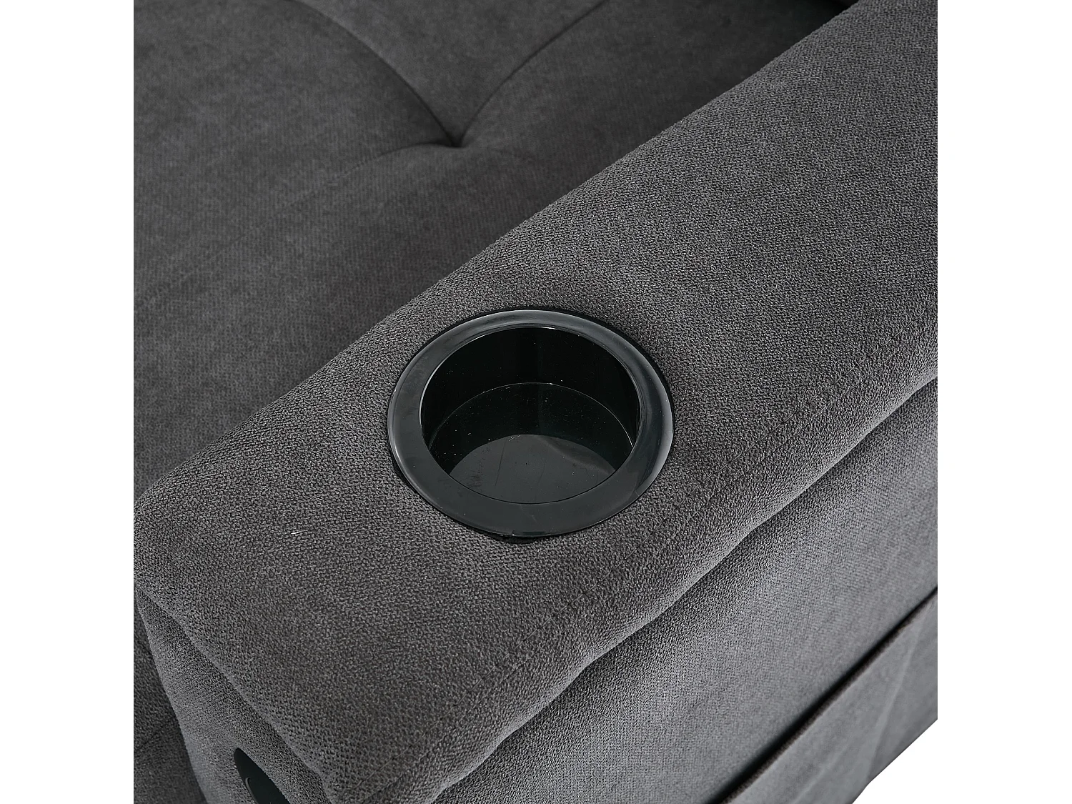 Canapé d'angle convertible 3 places avec LED, rangement, ports USB - Tissu gris