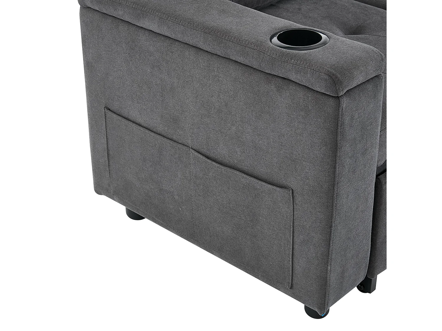 Canapé d'angle convertible 3 places avec LED, rangement, ports USB - Tissu gris