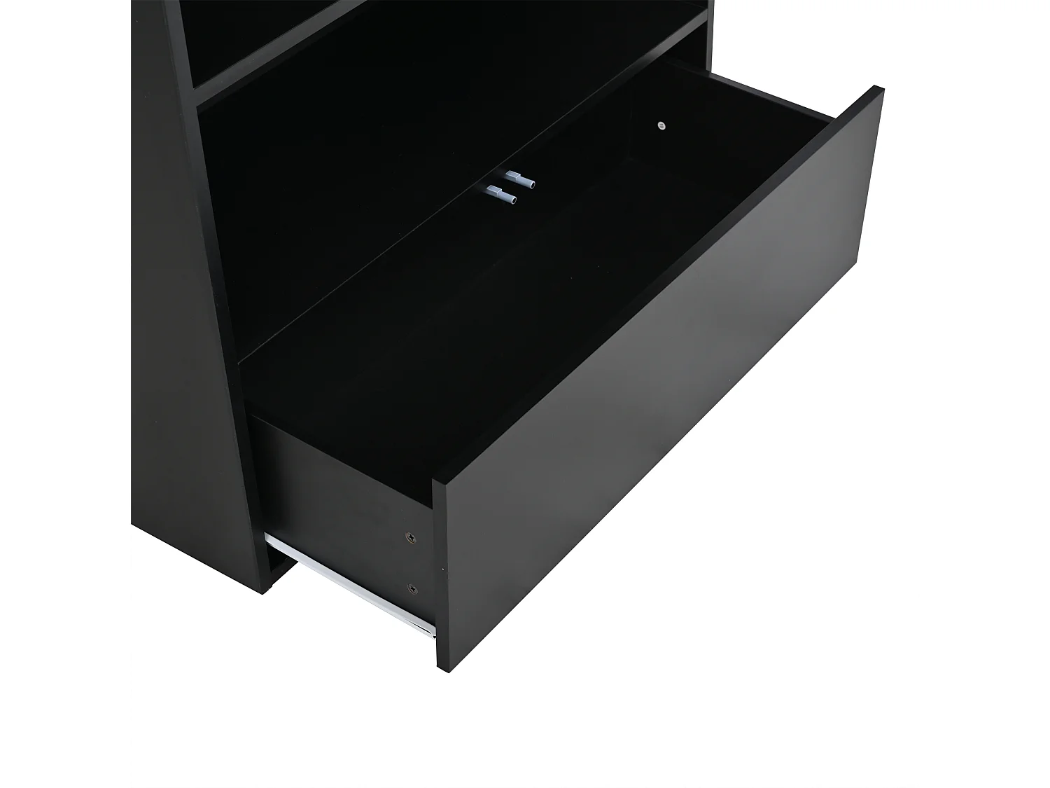 Vitrine haute 80x34x180 cm noir avec tiroir, portes en verre et LED