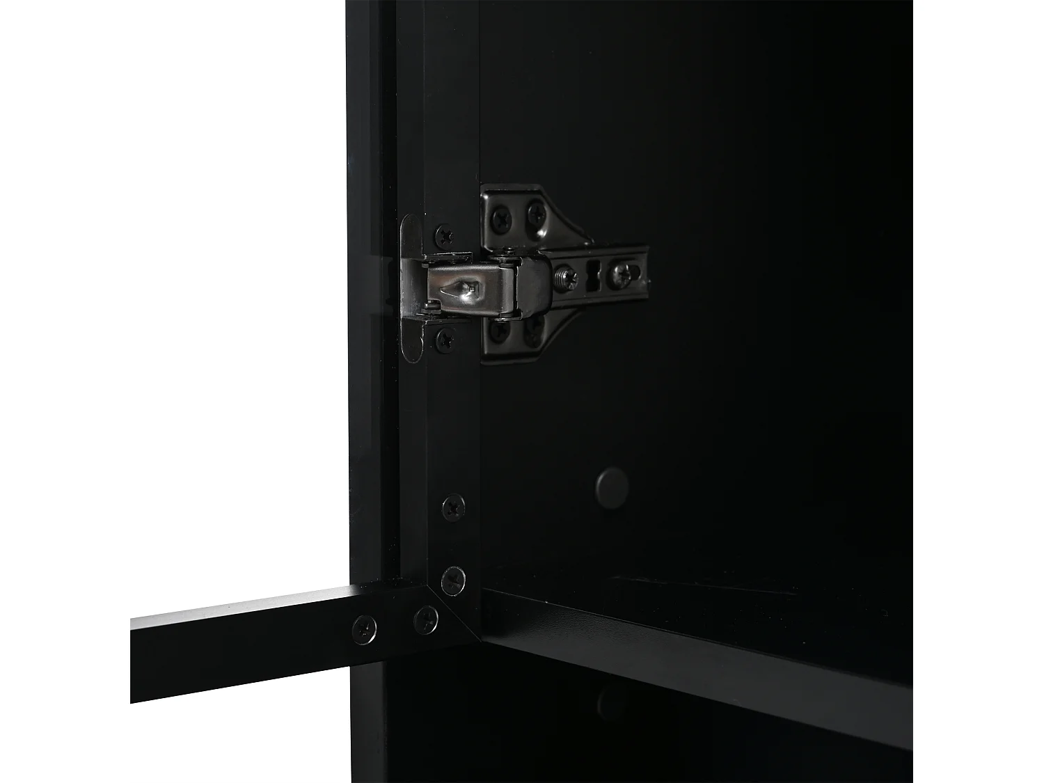 Vitrine haute 80x34x180 cm noir avec tiroir, portes en verre et LED