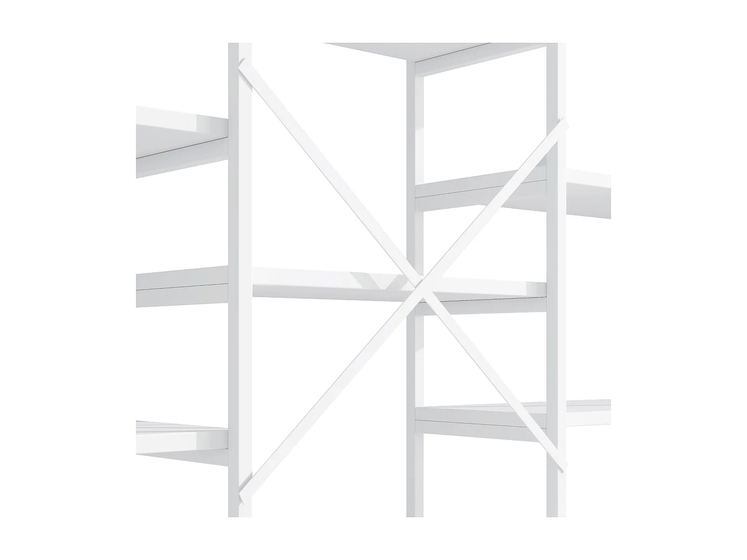 Prateleira em aço e MDF de 160 x 30 x 180 cm - Design retangular e arqueado - Branca