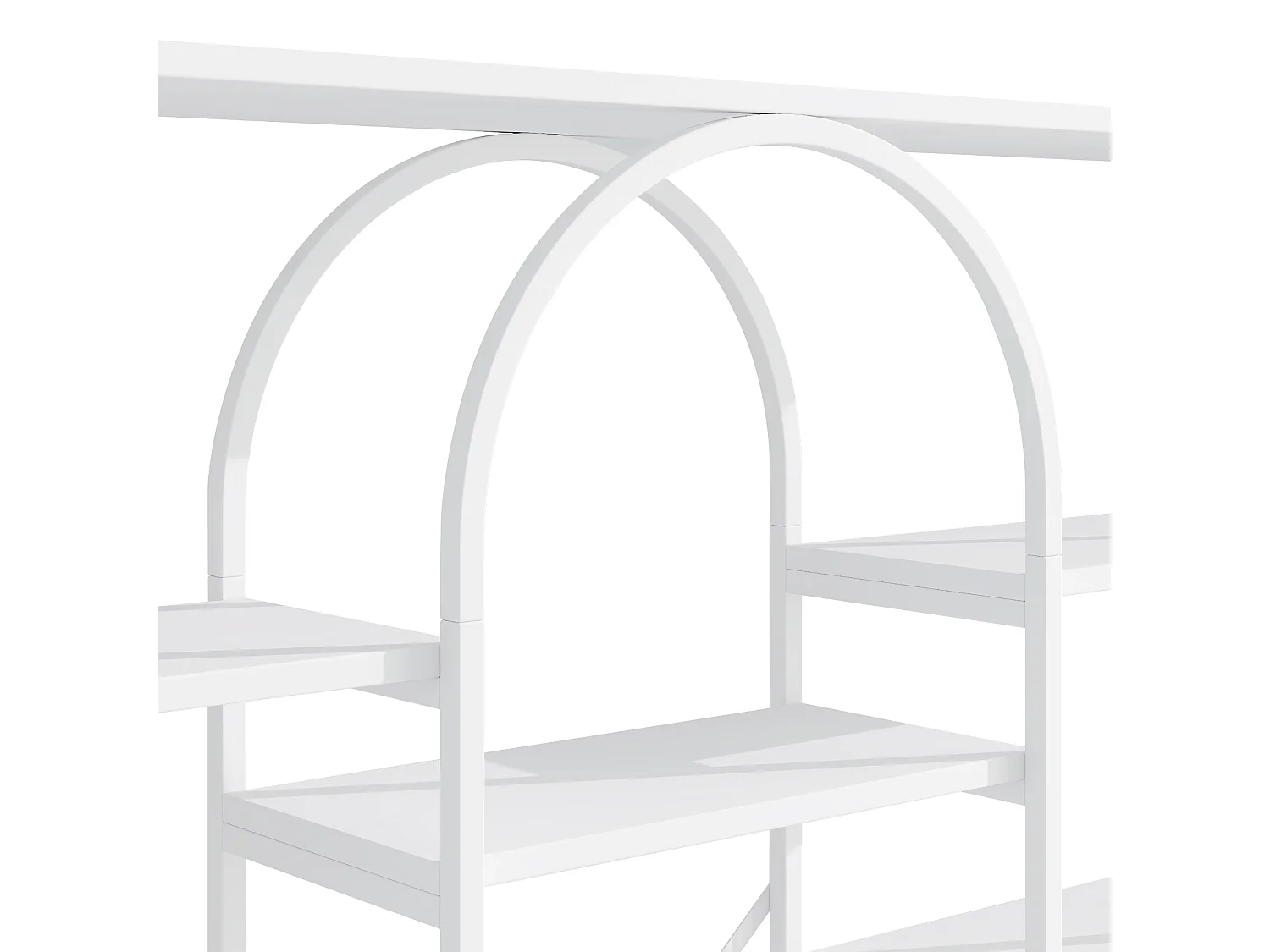 Prateleira em aço e MDF de 160 x 30 x 180 cm - Design retangular e arqueado - Branca