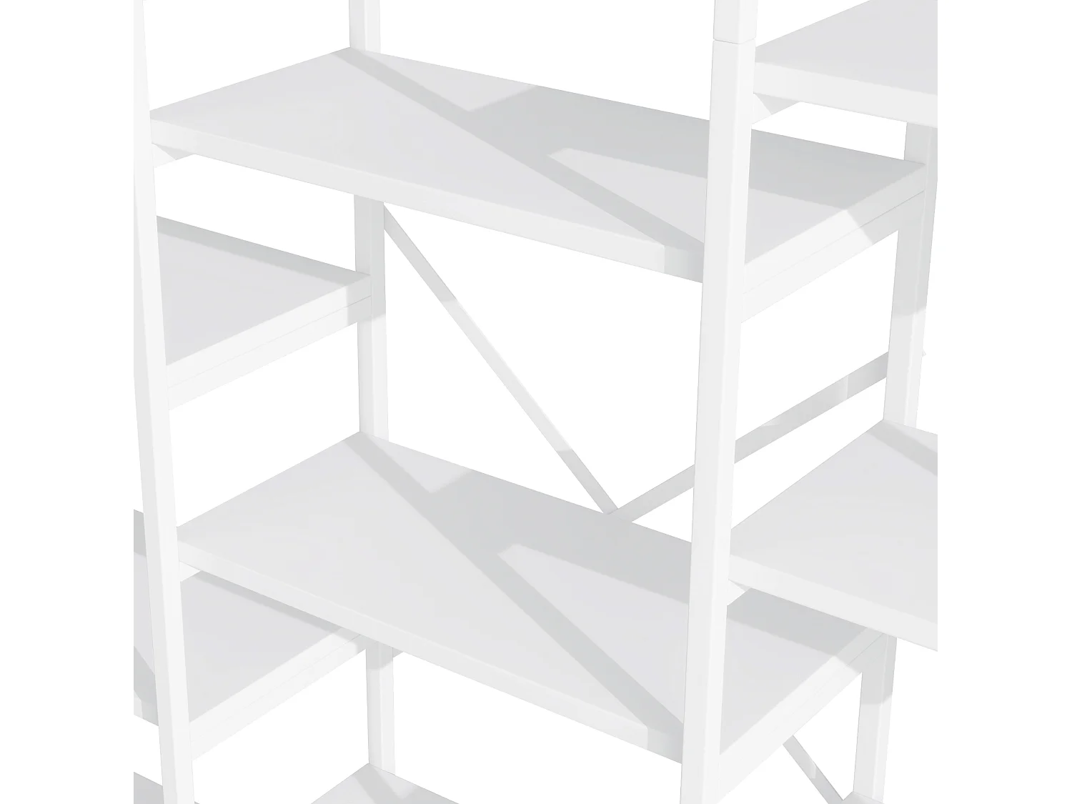 Prateleira em aço e MDF de 160 x 30 x 180 cm - Design retangular e arqueado - Branca