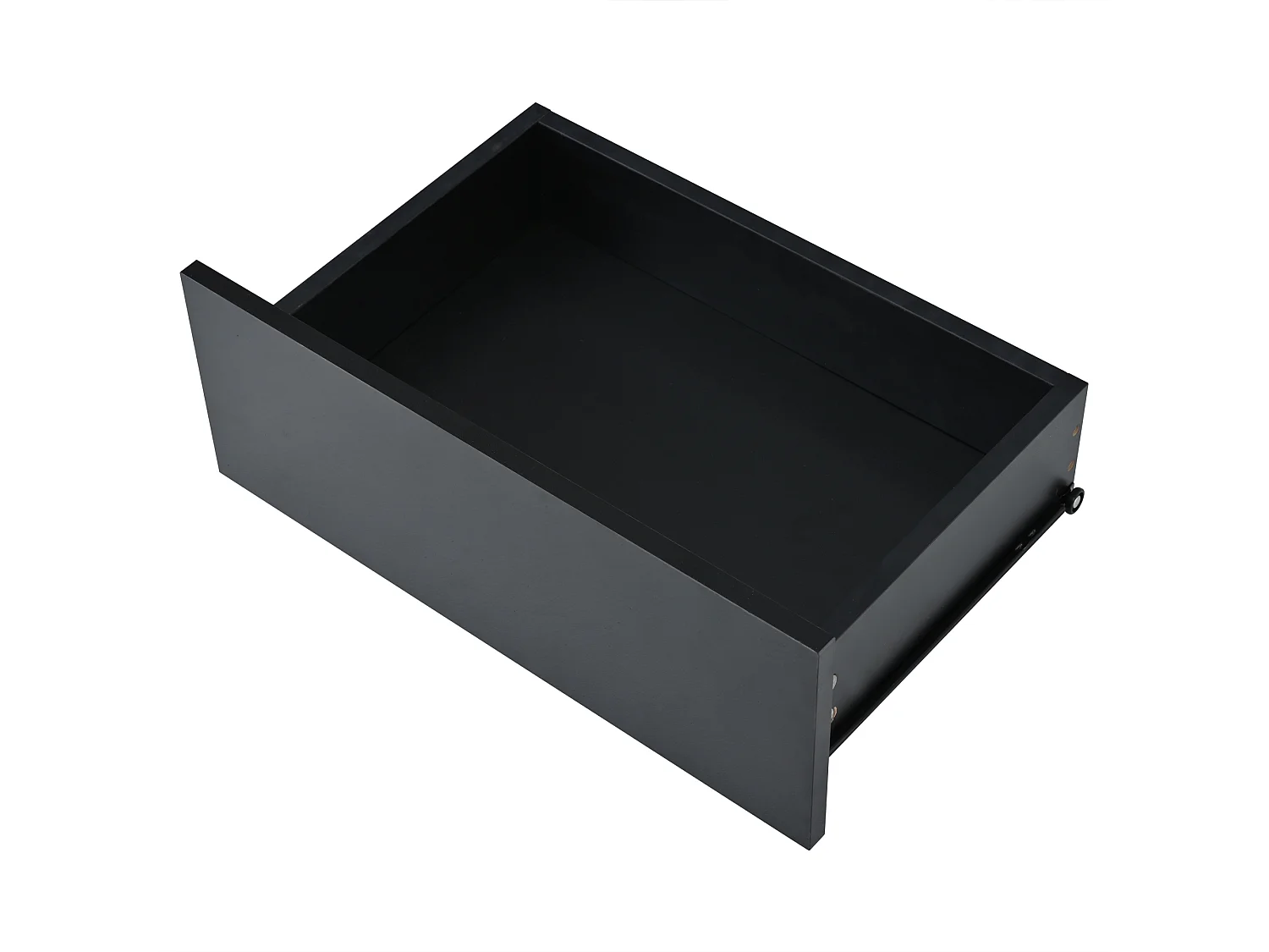 Zwarte gelakte LED-salontafel 100x50x35 cm met 2 lades - Glazen blad