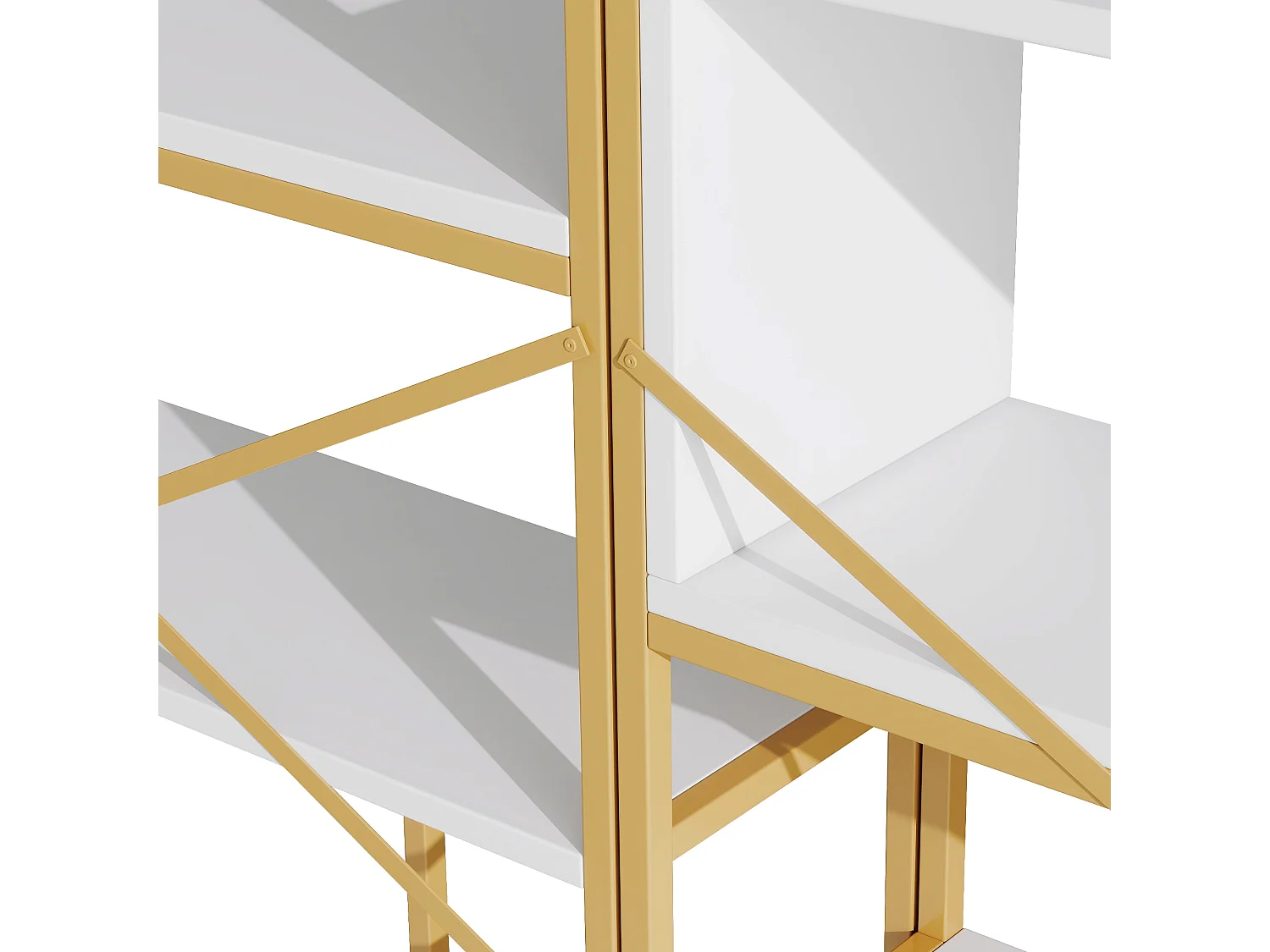 Prateleira com as dimensões de 160 x 29,5 x 180 cm - Metal e MDF - Dourada e branca