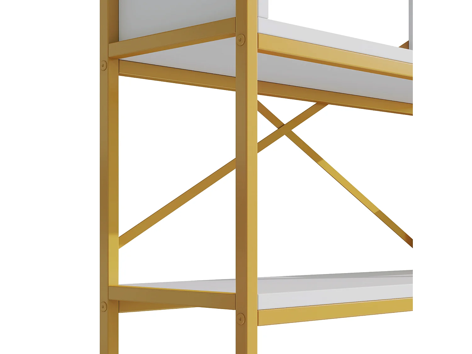 Prateleira com as dimensões de 160 x 29,5 x 180 cm - Metal e MDF - Dourada e branca