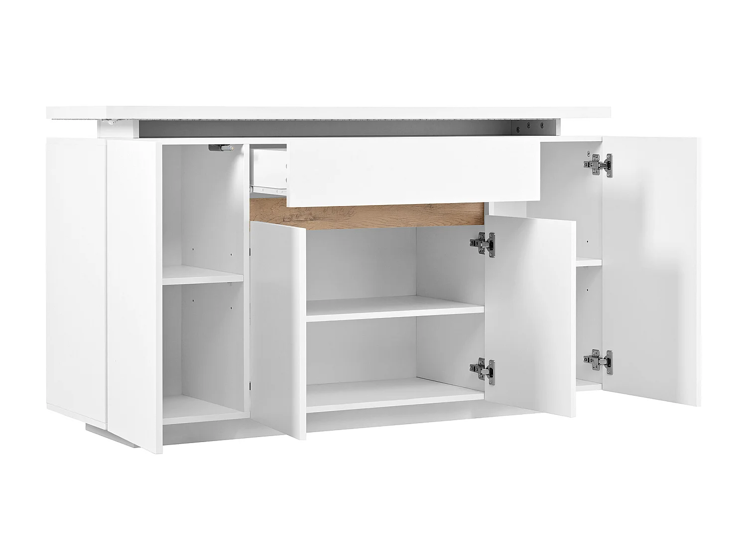 Buffet blanc LED avec tiroir et 4 portes 140x40x80 cm