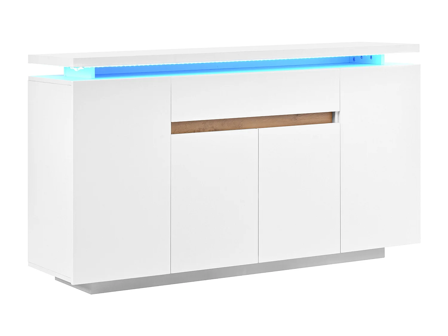 Buffet blanc LED avec tiroir et 4 portes 140x40x80 cm