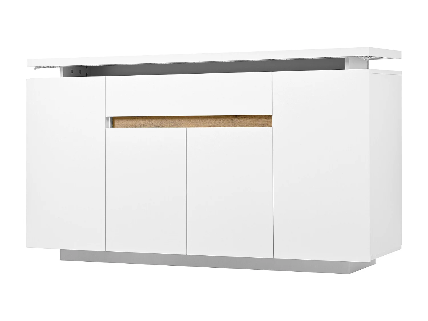 Buffet blanc LED avec tiroir et 4 portes 140x40x80 cm