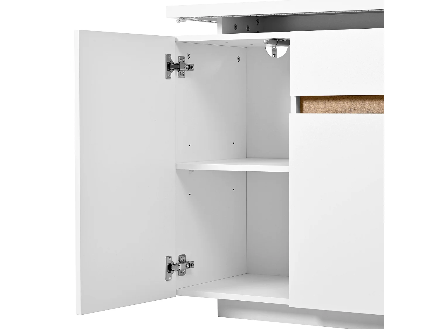 Buffet blanc LED avec tiroir et 4 portes 140x40x80 cm