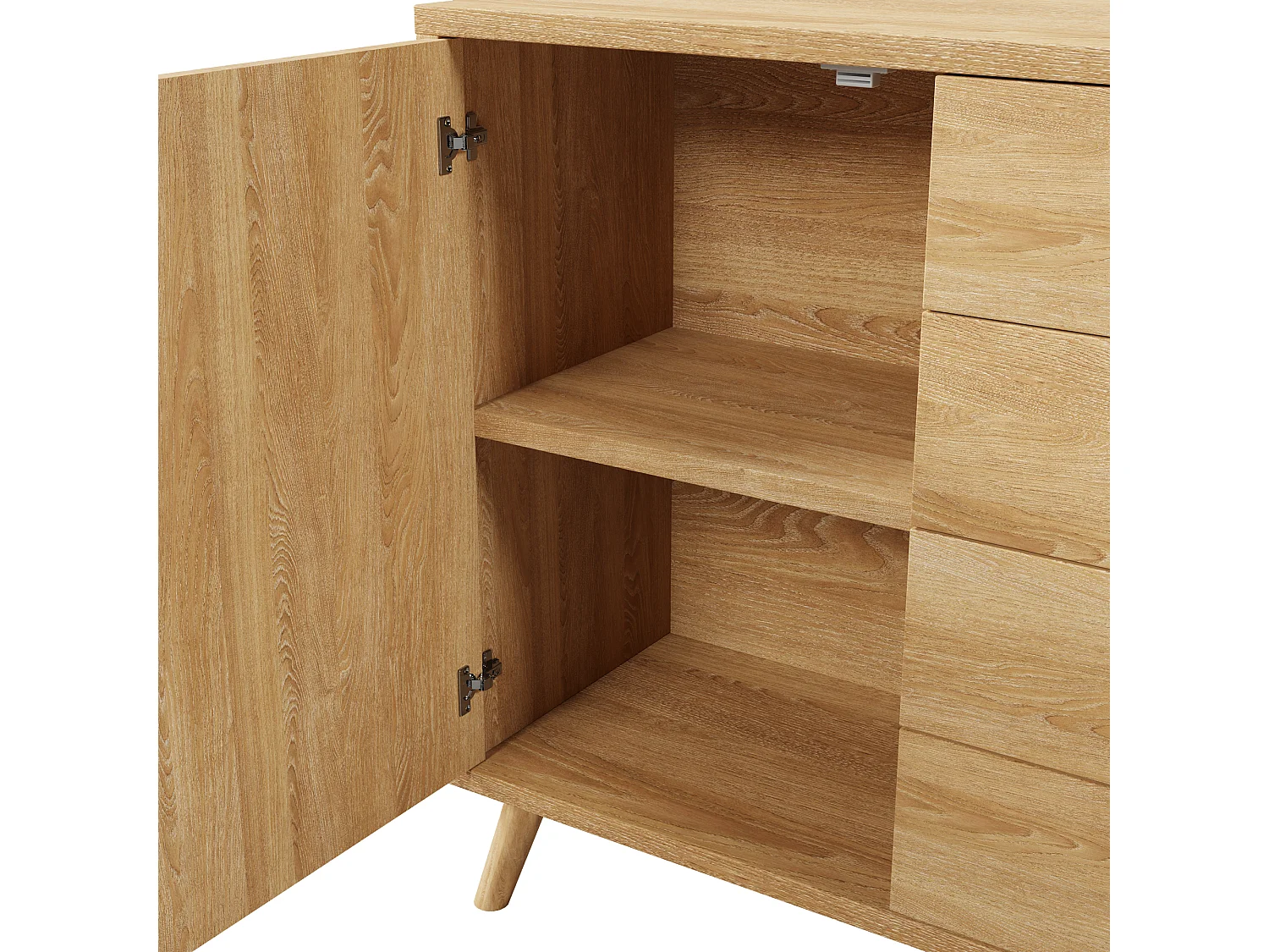 Buffet aspect rotin avec 4 tiroirs et 2 portes 140x40x86 cm - Naturel clair