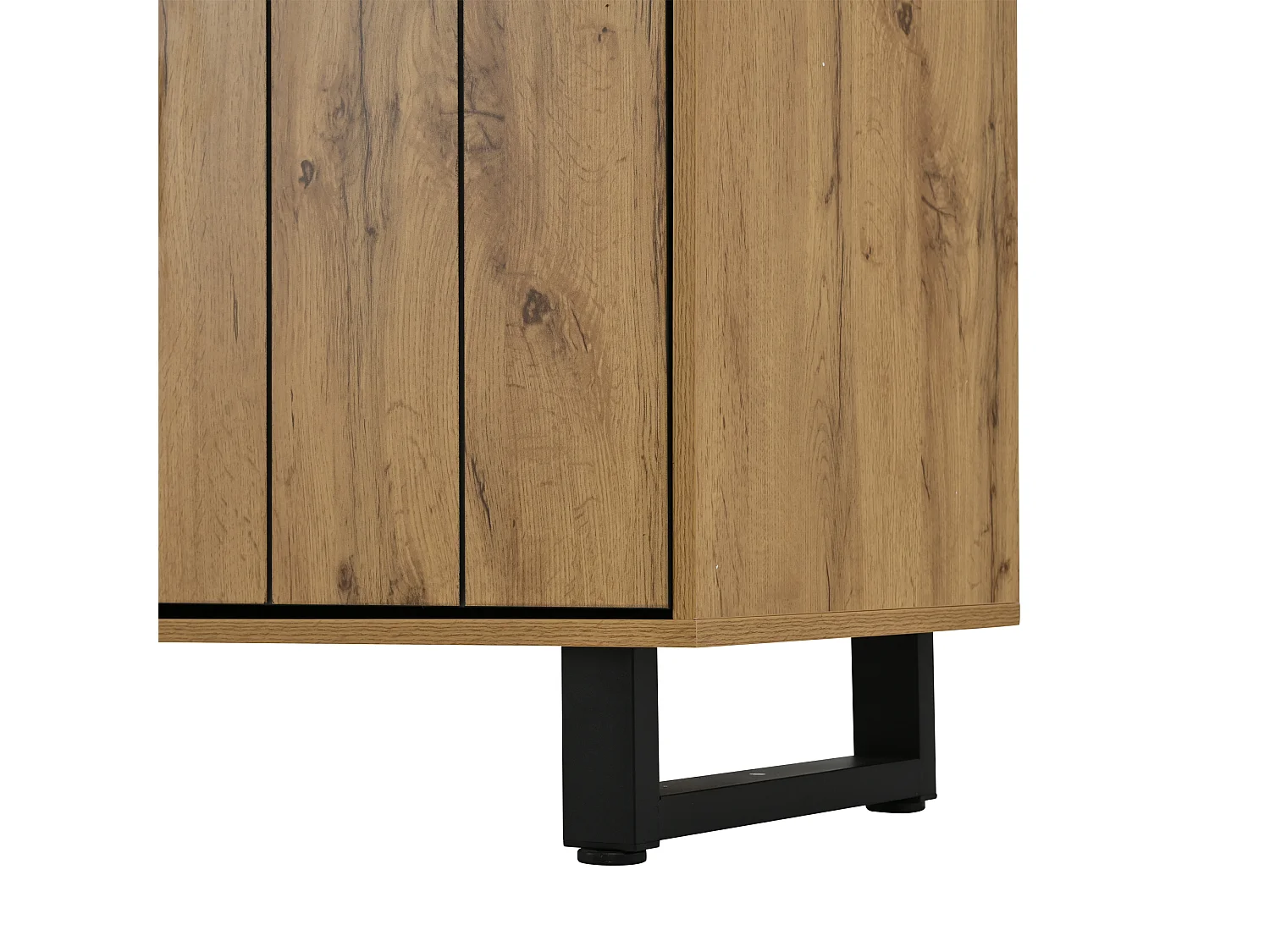 Buffet avec LED, 2 tiroirs et 2 portes - Couleur naturel et noir 160x40x73 cm