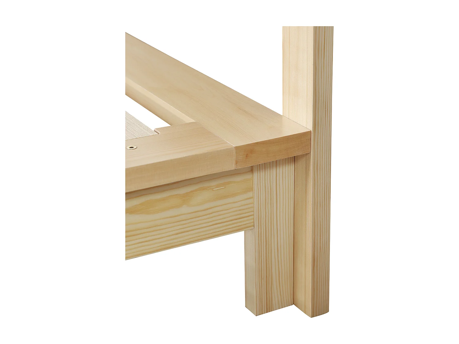 Lit simple 90x200 cm en bois - Tête de lit avec fermeture velcro - Couleur bois clair