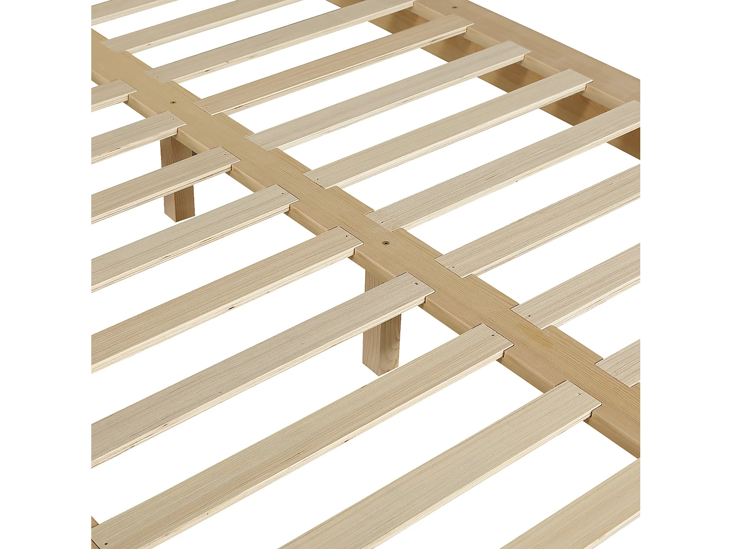 Lit adulte 140x200 cm en bois - Tête de lit avec fermeture velcro - Couleur bois clair