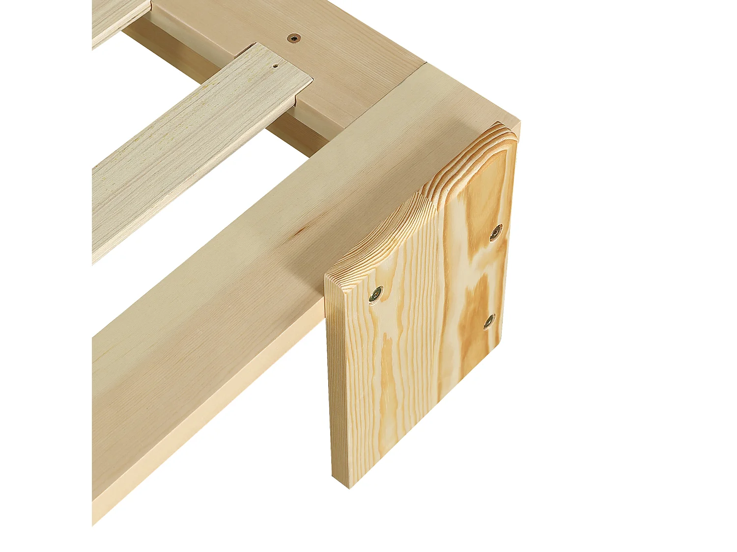 Lit adulte 140x200 cm en bois - Tête de lit avec fermeture velcro - Couleur bois clair