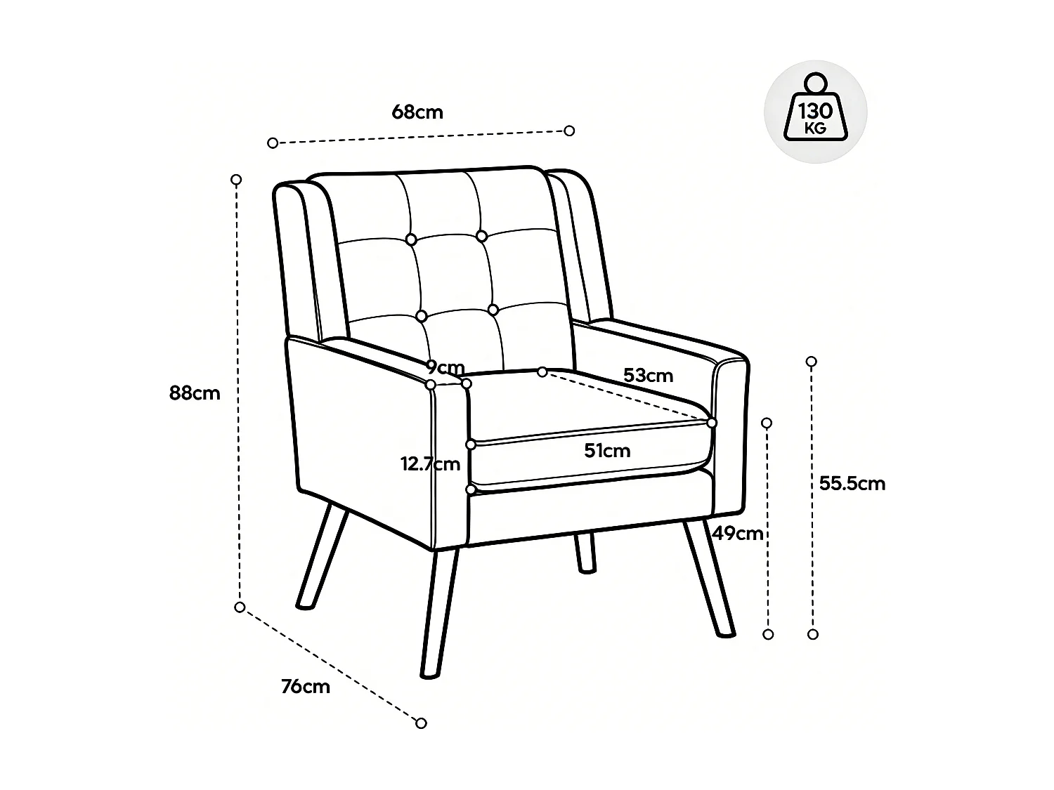 Canapé 2 places et fauteuils en tissu lin vert - Ensemble de 2 avec pieds en bois