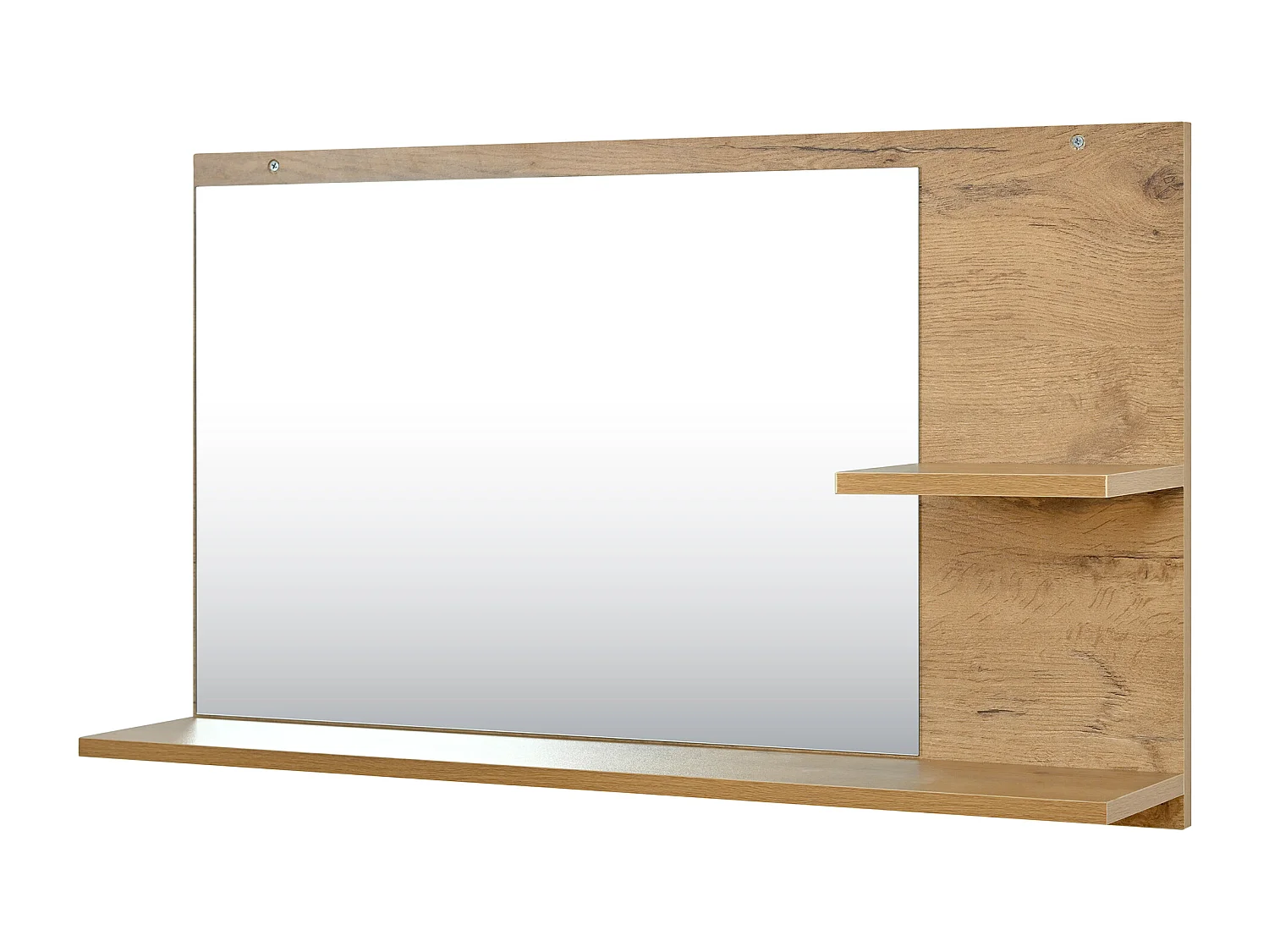 Ensemble meuble d'entrée 3 pièces - Miroir, étagère et meuble à chaussures - Blanc et bois