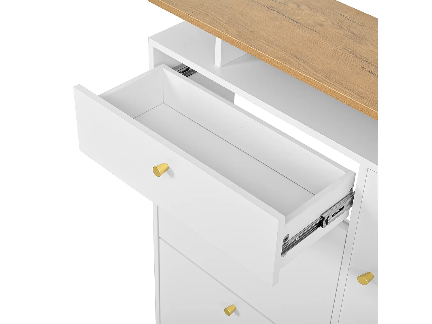 Ensemble meuble d'entrée 3 pièces - Miroir, étagère et meuble à chaussures - Blanc et bois