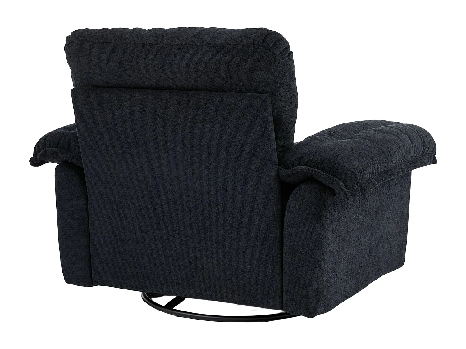 Fauteuil pivotant en tissu chenille noir avec coussin - Pour salon, chambre et bureau
