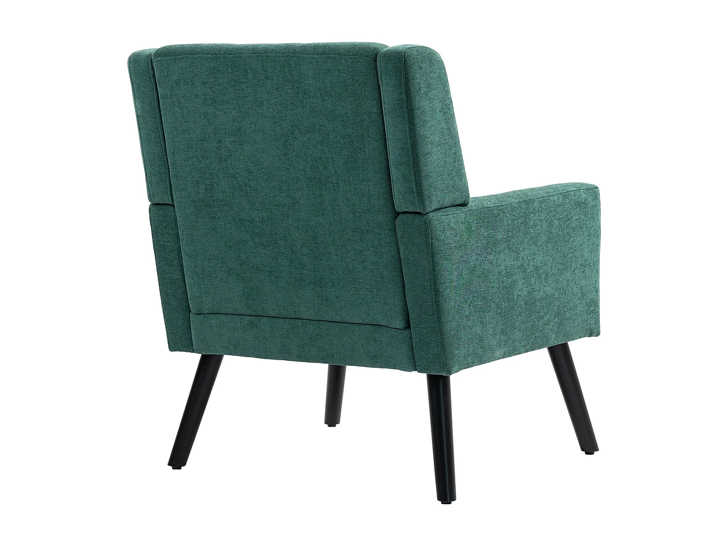 Retro groene linnen fauteuil met houten poten