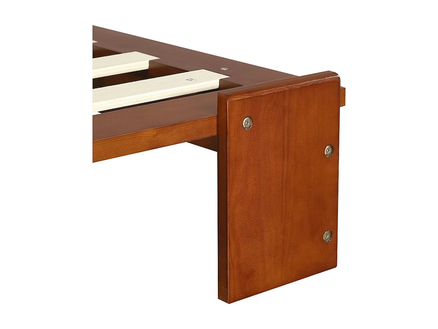 Lit simple 90x200 cm en bois - Tête de lit avec fermeture velcro - Couleur bois foncé