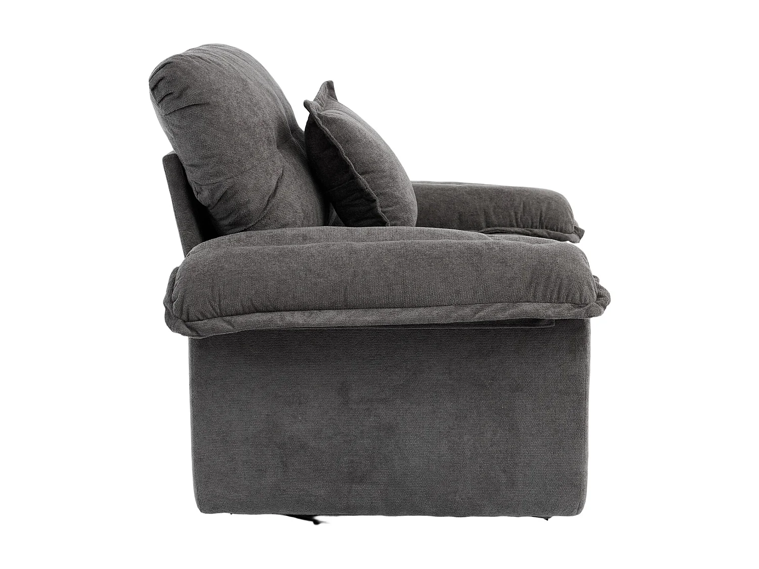 Fauteuil pivotant en tissu chenille gris avec coussin - Pour salon, chambre et bureau