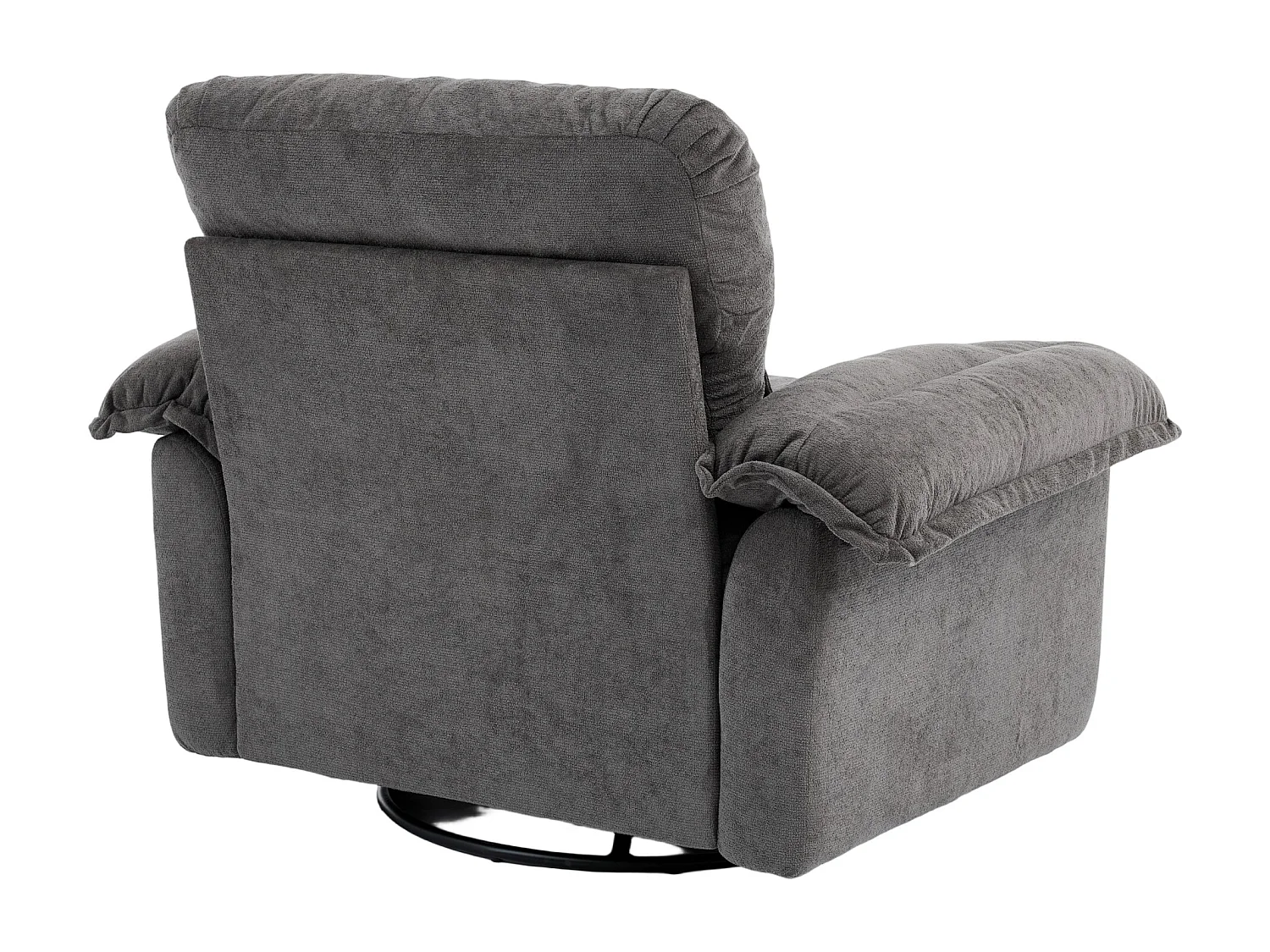 Fauteuil pivotant en tissu chenille gris avec coussin - Pour salon, chambre et bureau