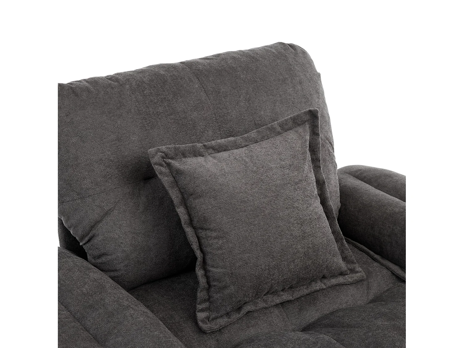 Fauteuil pivotant en tissu chenille gris avec coussin - Pour salon, chambre et bureau