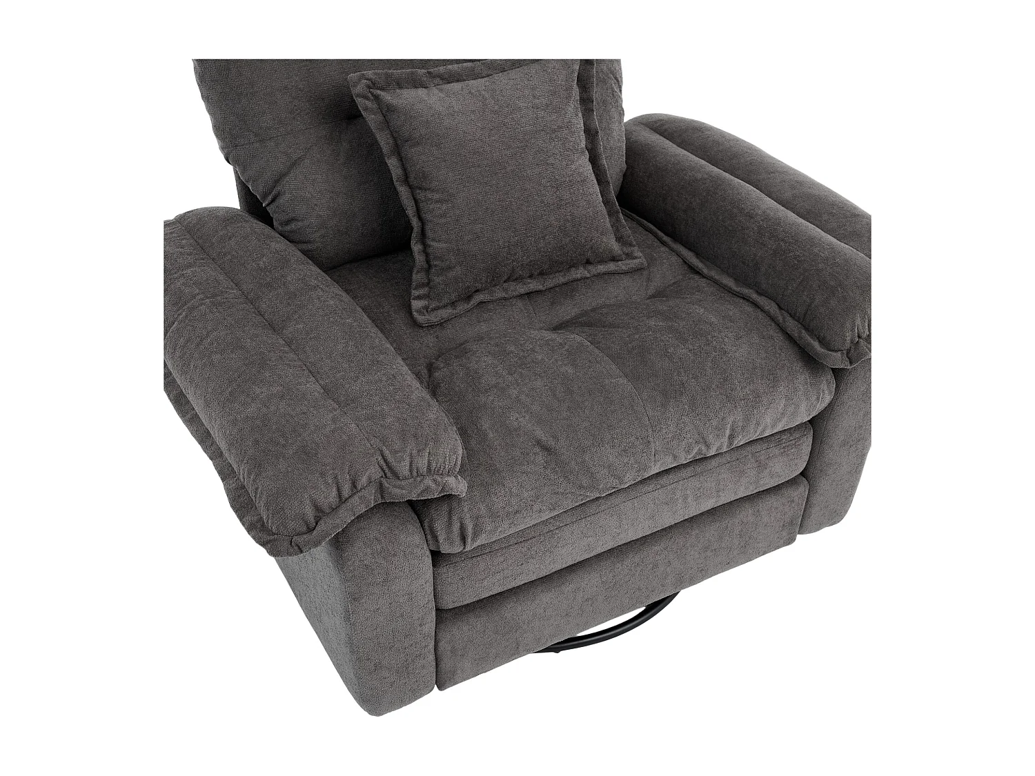 Fauteuil pivotant en tissu chenille gris avec coussin - Pour salon, chambre et bureau