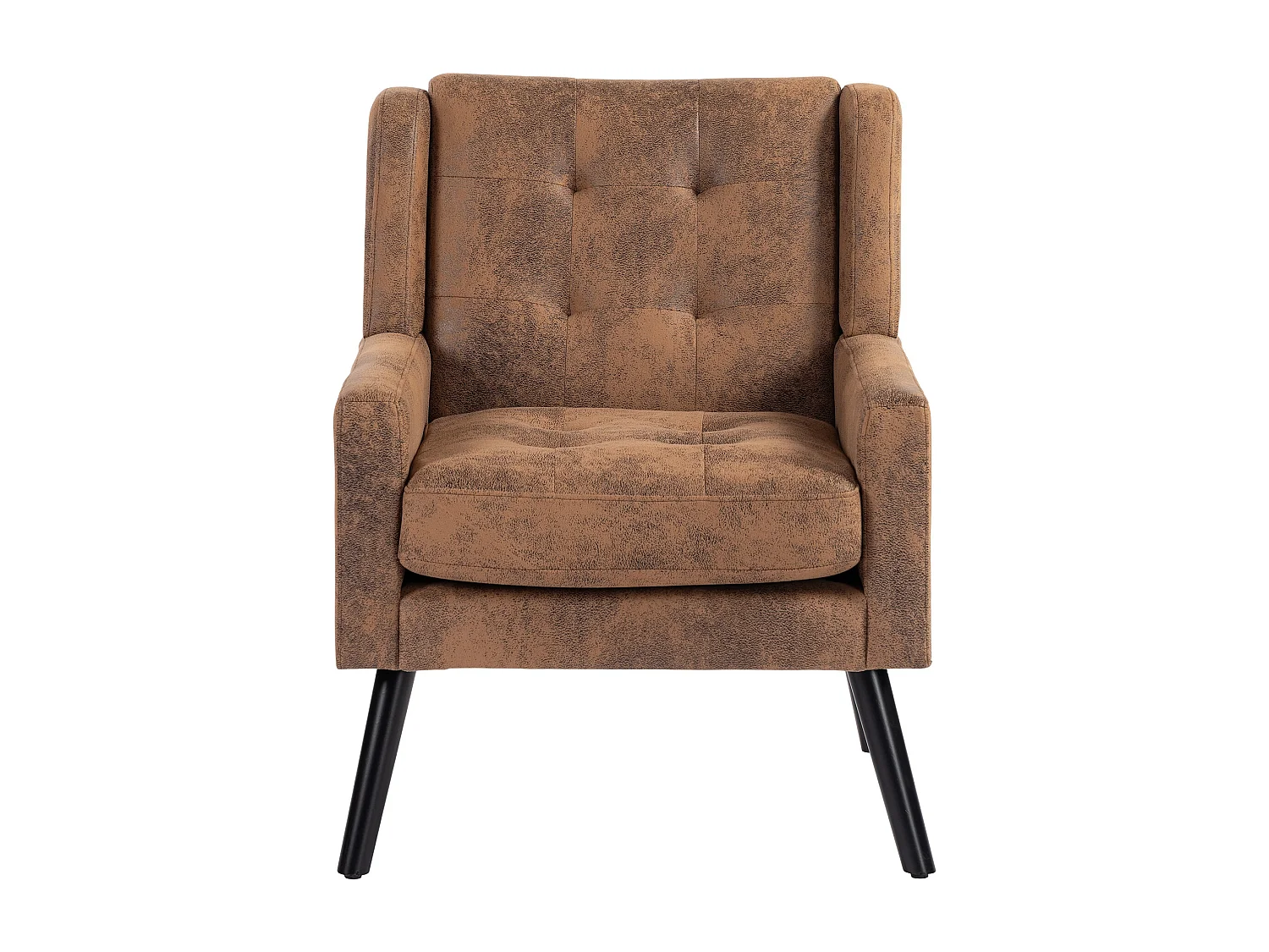 Fauteuil en tissu suédine couleur café - Pieds en bois noirs