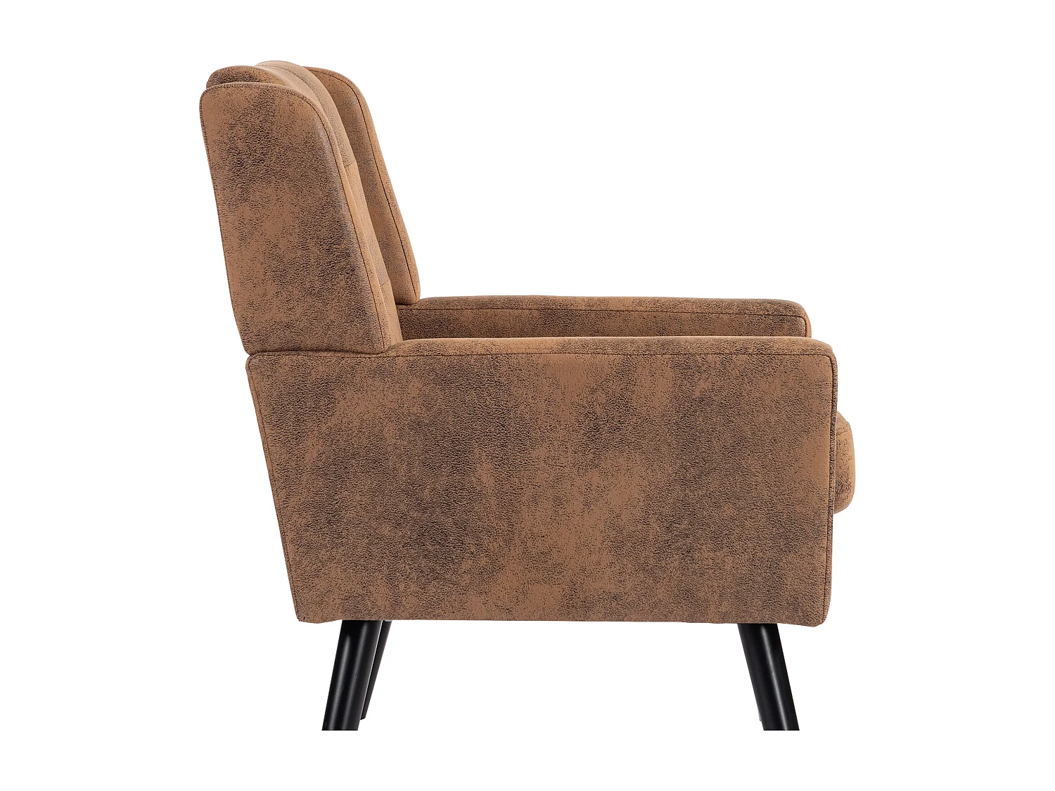 Fauteuil en tissu suédine couleur café - Pieds en bois noirs