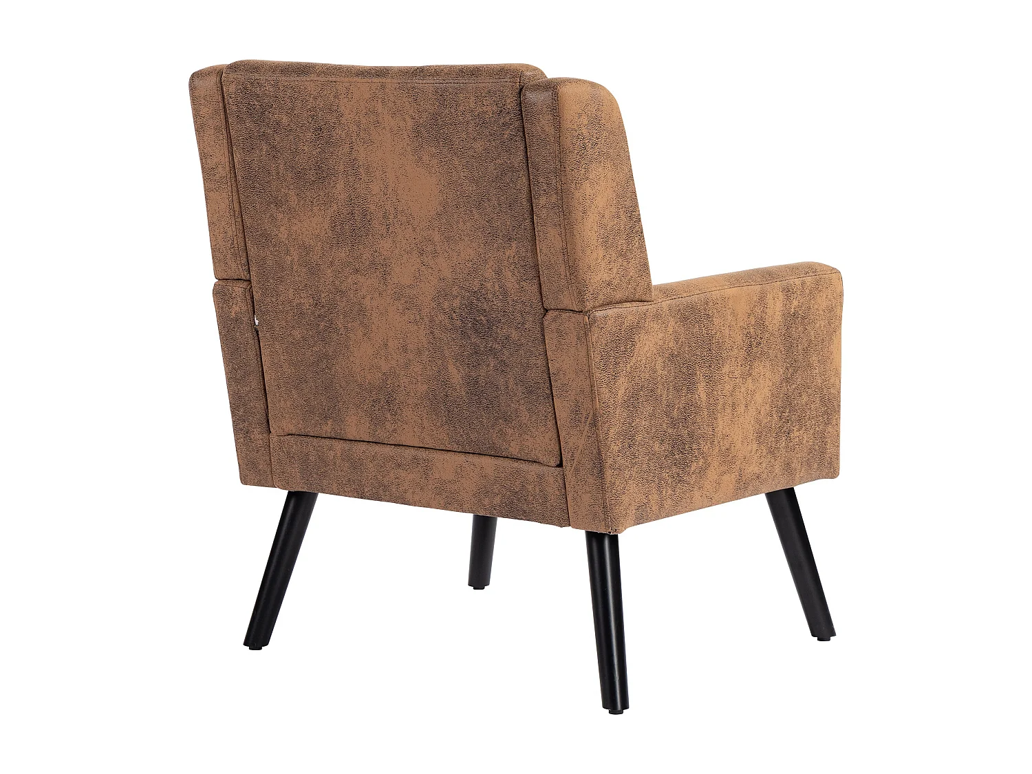 Fauteuil en tissu suédine couleur café - Pieds en bois noirs