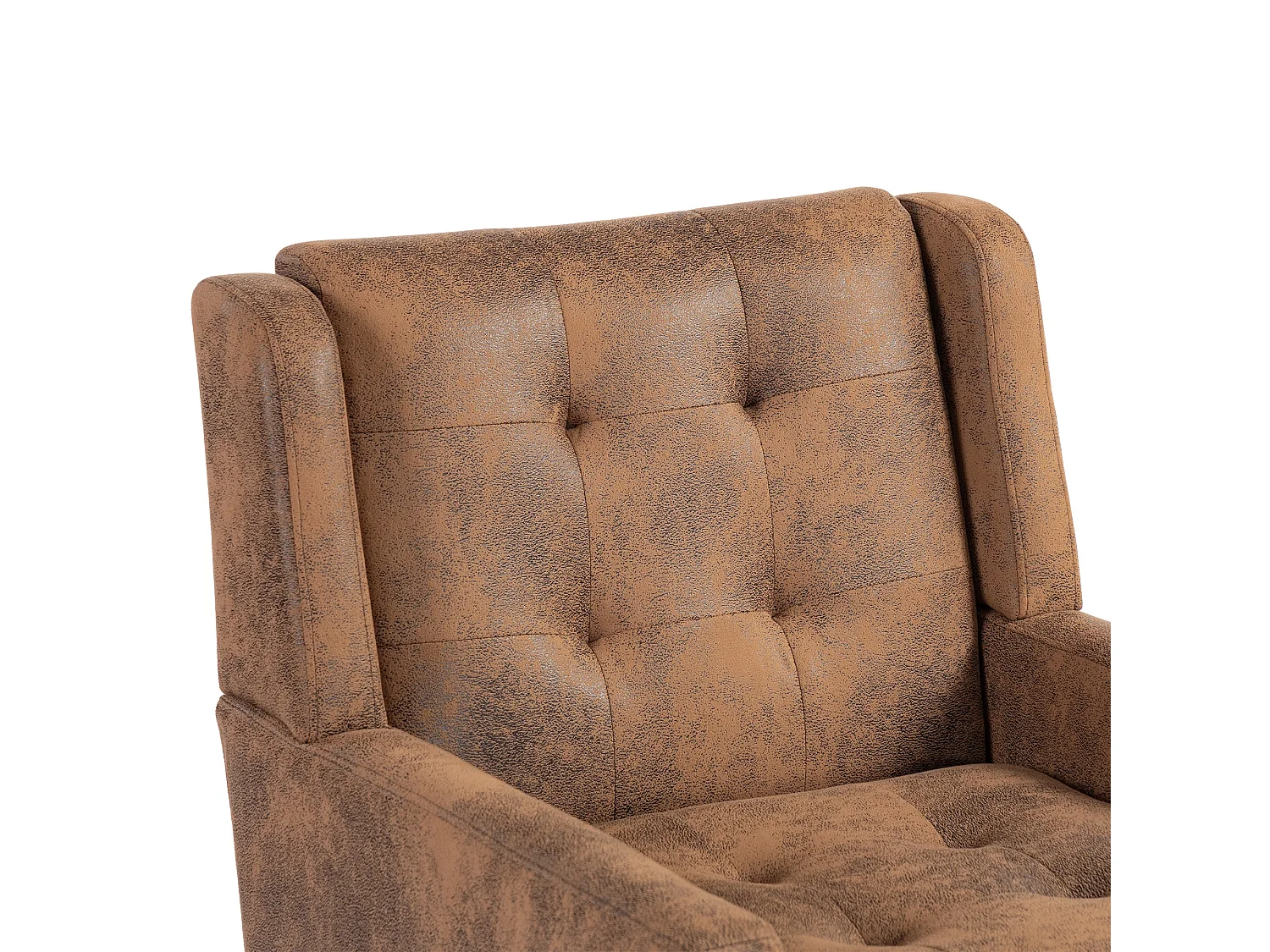 Fauteuil en tissu suédine couleur café - Pieds en bois noirs