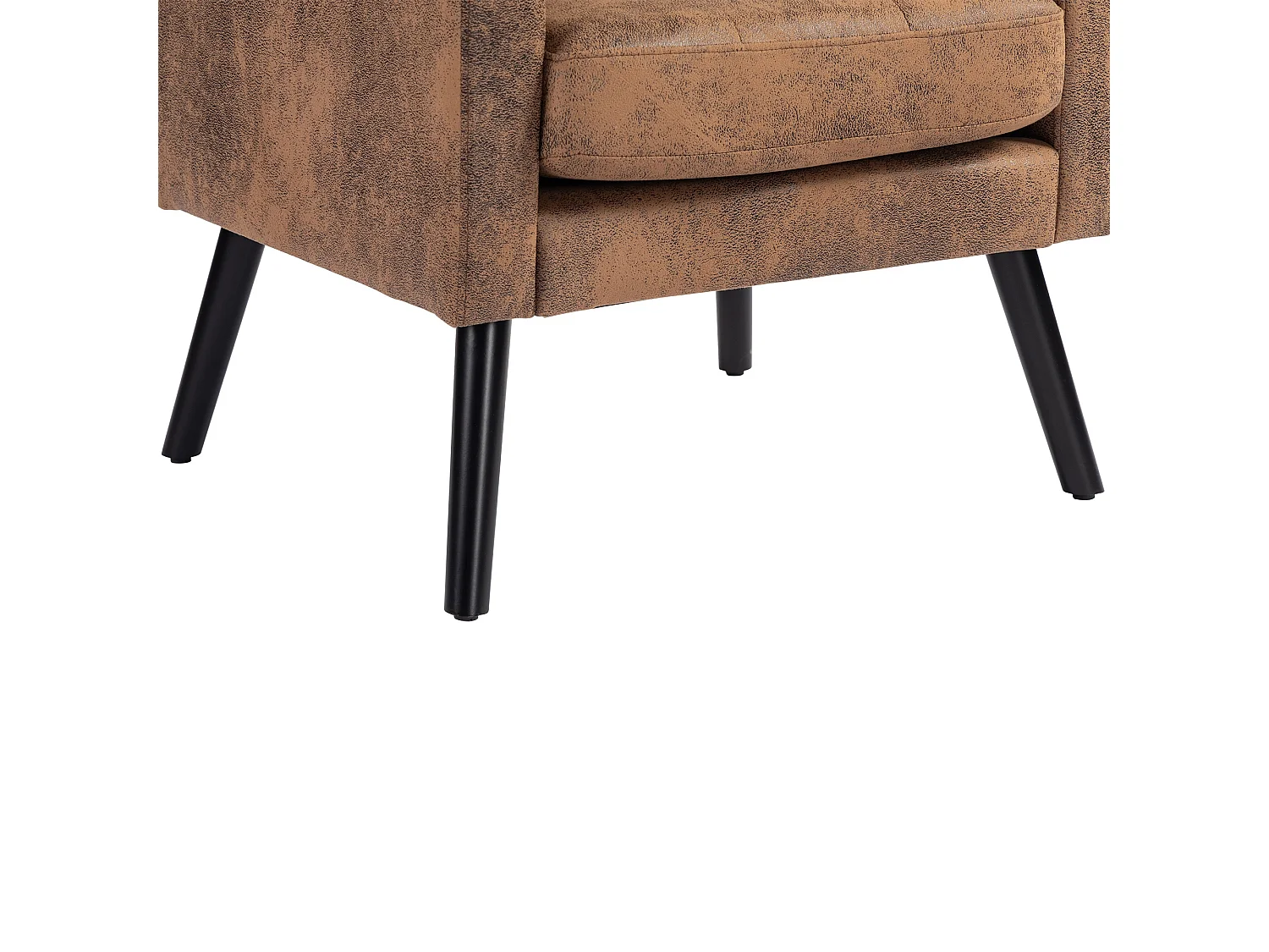 Fauteuil en tissu suédine couleur café - Pieds en bois noirs