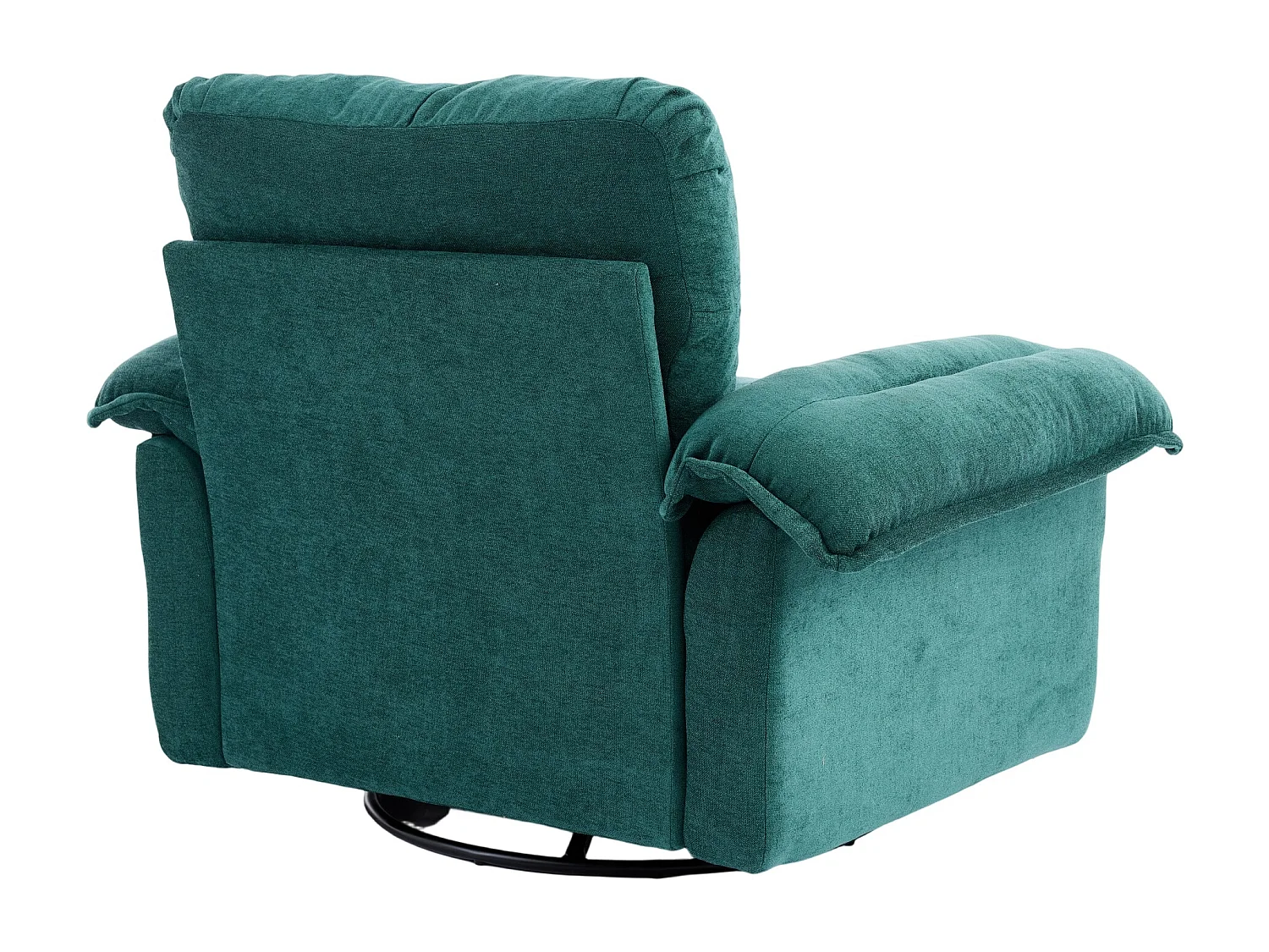 Fauteuil pivotant en tissu chenille vert avec coussin - Pour salon, chambre et bureau