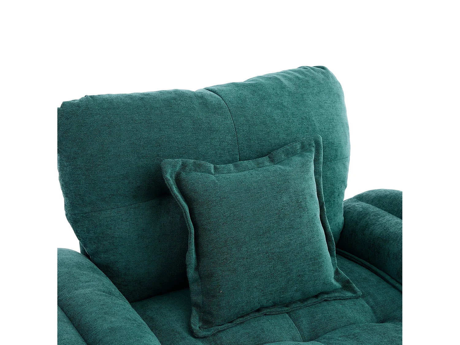 Fauteuil pivotant en tissu chenille vert avec coussin - Pour salon, chambre et bureau
