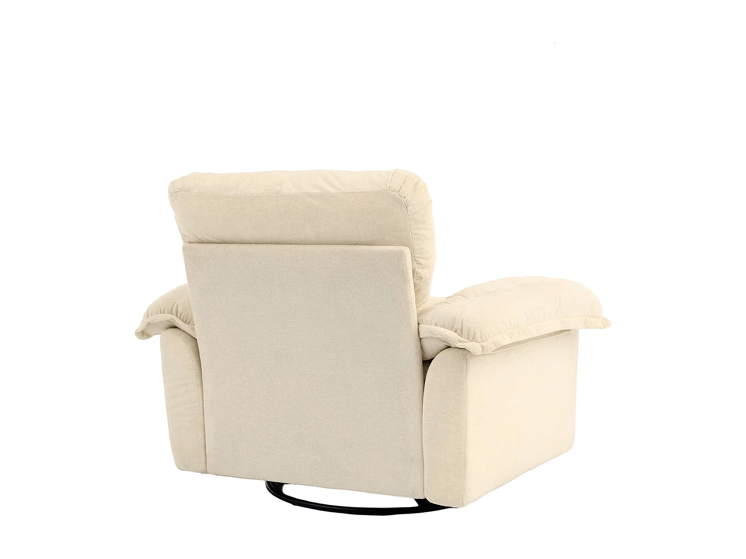 Fauteuil pivotant en tissu chenille beige avec coussin - Pour salon, chambre et bureau