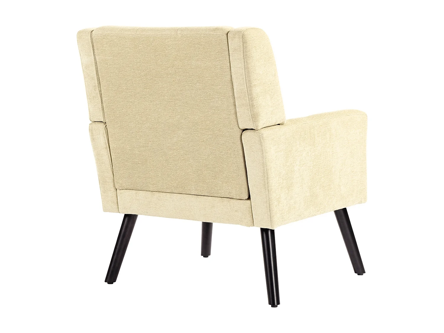 Fauteuil en tissu lin beige avec pieds en bois