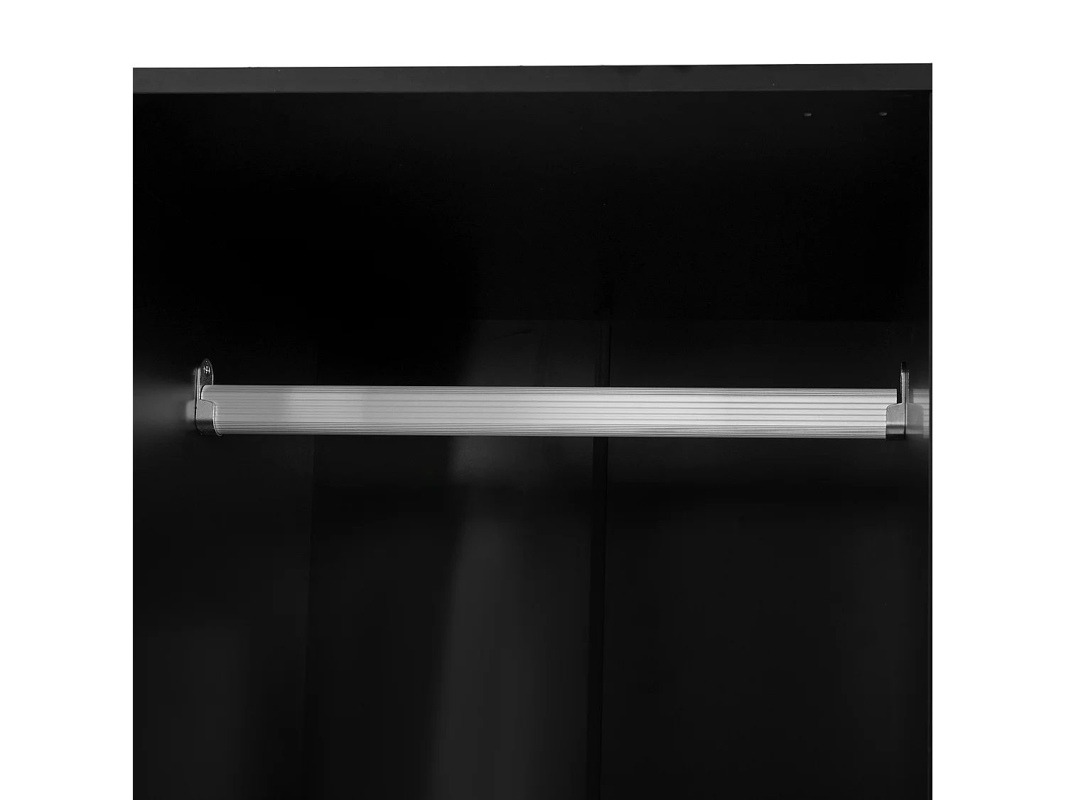 Armoire 80x40x180 cm avec miroir, 2 tiroirs, 4 compartiments ouverts - Blanc et noir