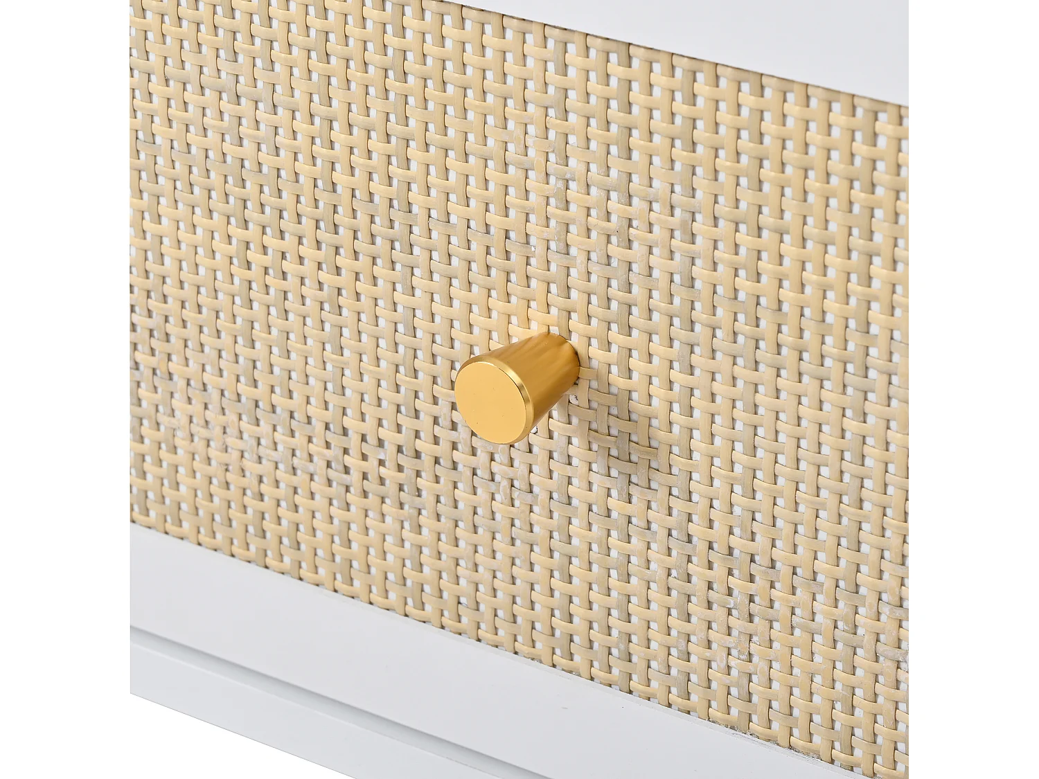 Armario con 2 puertas, compartimento abierto y cajón - Blanco y madera