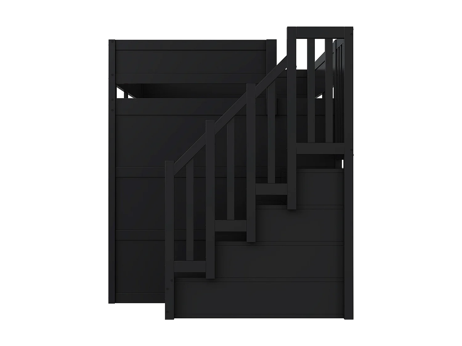 Lit mezzanine 140x200 cm noir et rouge avec bureau, penderie, ports USB et rangements - Bois en MDF